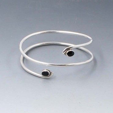 Onyx and silver cuff bracele